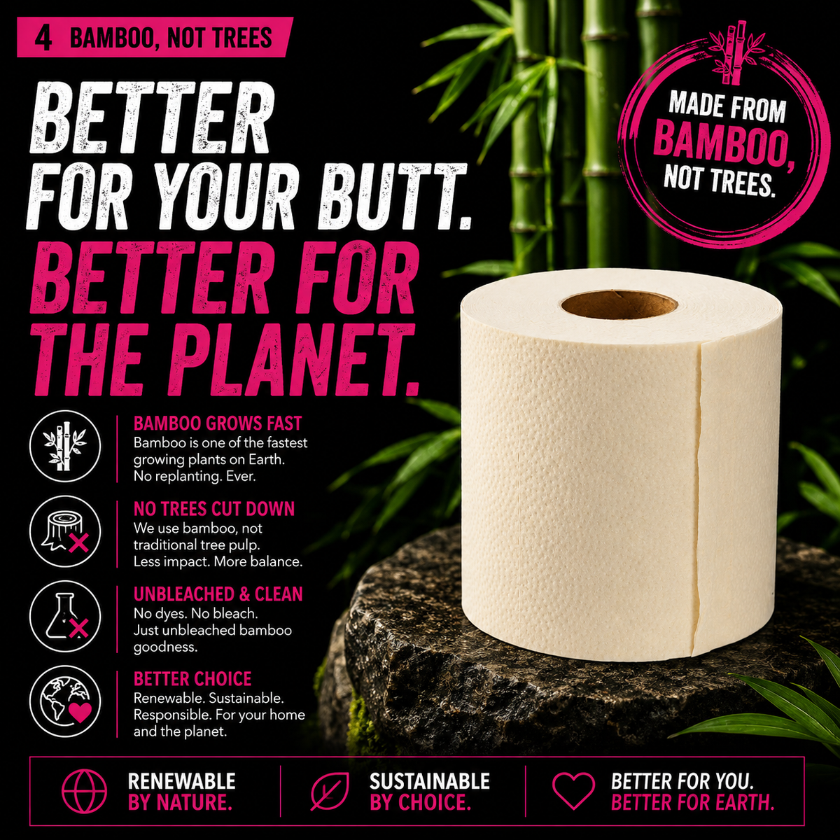Skid Slayer bamboo toilet paper benefit graphic